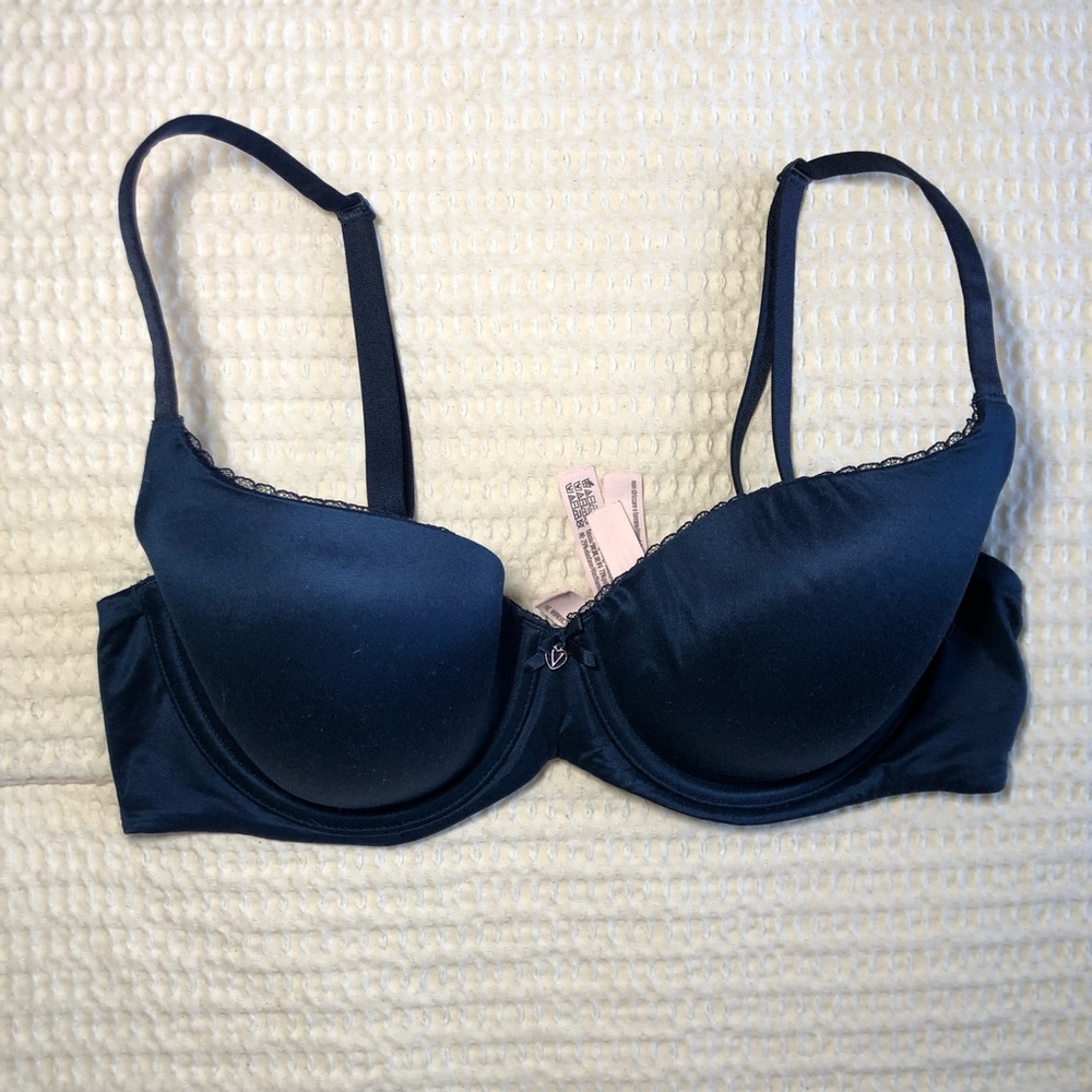 Victoria's Secret Navy Blue T-Shirt Lined Demi Bra Size 36C